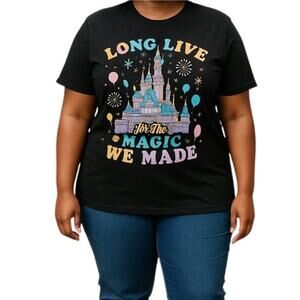 Disneyland Castle Black Short Sleeve T Shirt Long Live All The Magic We Made XL